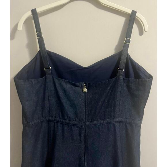 Kate Spade Dark Blue Denim Bow-waist Full Skirt Dress Womens sz. 14 - Picture 9 of 13